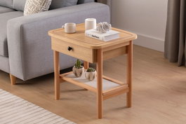 Hanah Home Daisy Drawer Mesa de Noche Natural y Madera